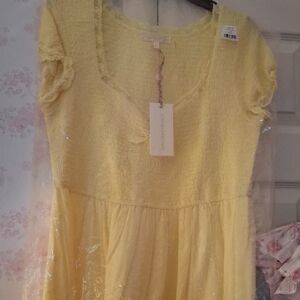 LoveShackFancy Bisolet Dress In Citron NWT
